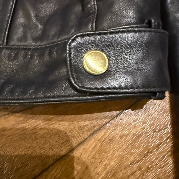 Cole Haan Black Leather Moto Jacket - Picture 4 of 7